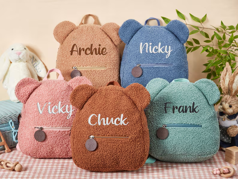 Personalised Fluffy Teddy  Bear Kids Backpack