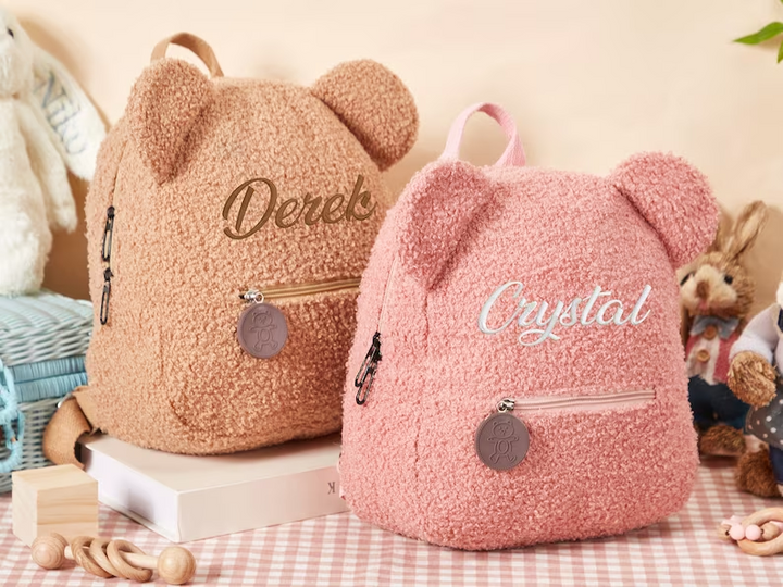 Personalised Fluffy Teddy  Bear Kids Backpack