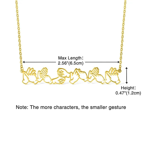 Personalisierte Gebärdensprache-Halskette mit Fingerbuchstabier-Namensanhänger