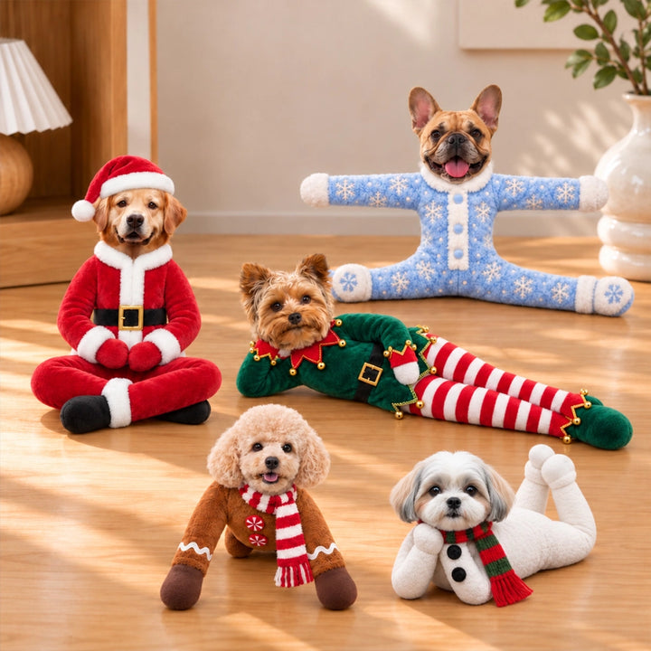 Personalized Pet Photo Christmas Plush Doll – Poseable Holiday Gift for Pet Lovers