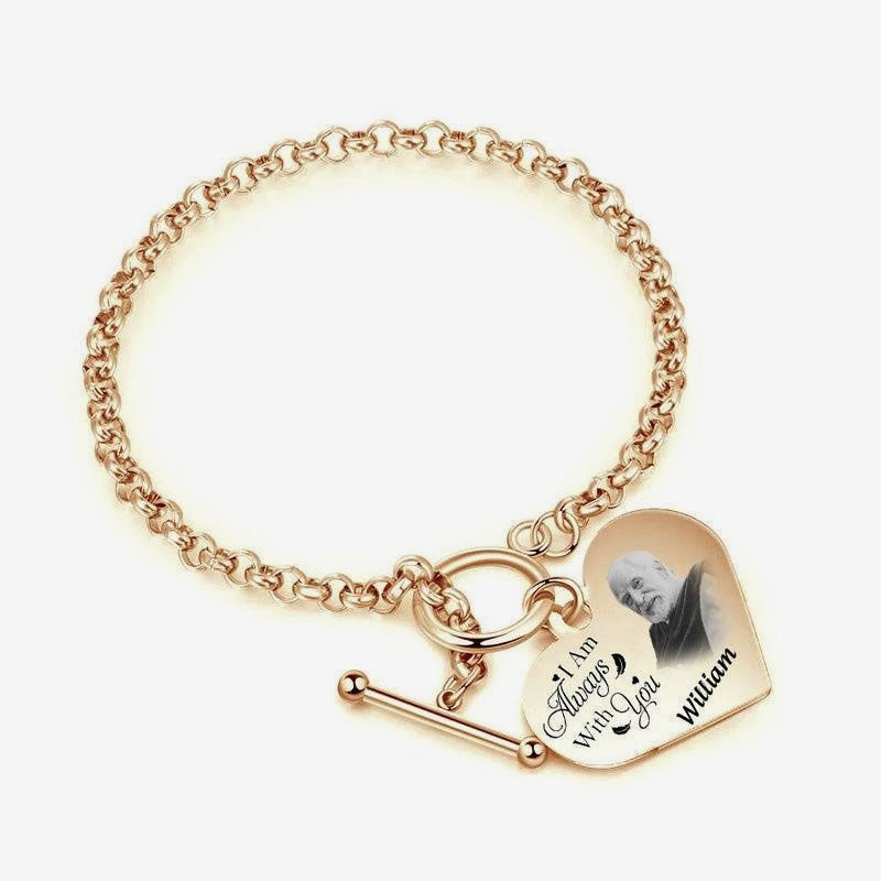 Custom Photo Forever In My Heart - Memorial Gift For Dog Lovers, Cat Lovers - Personalized Heart Bracelet