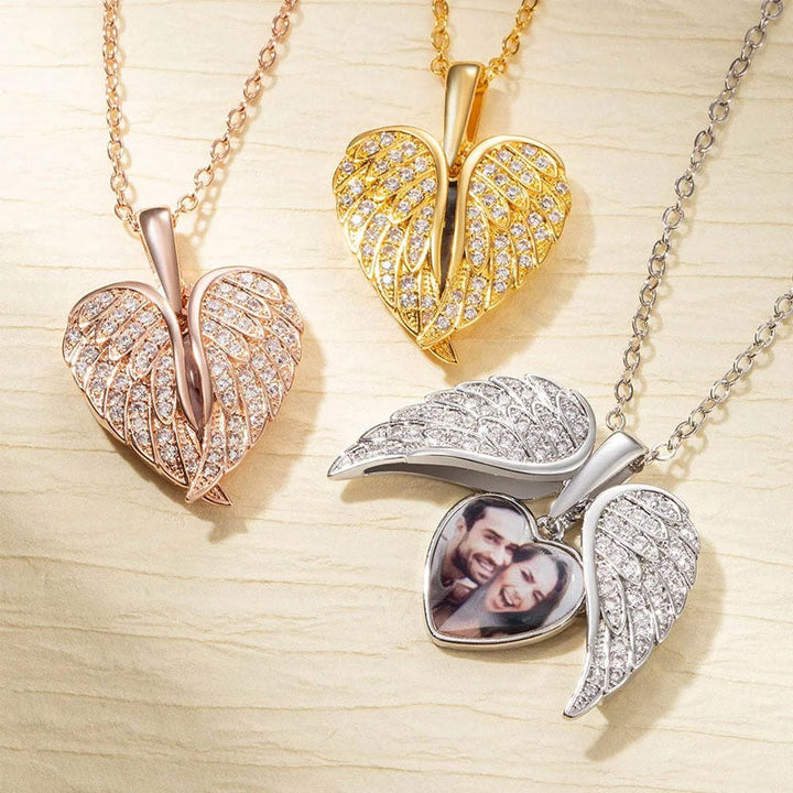 Personalized Heart Shaped Angel Wings Photo