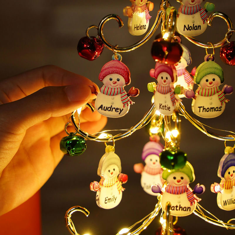 Personalized Christmas Snowman Family Tree Lights