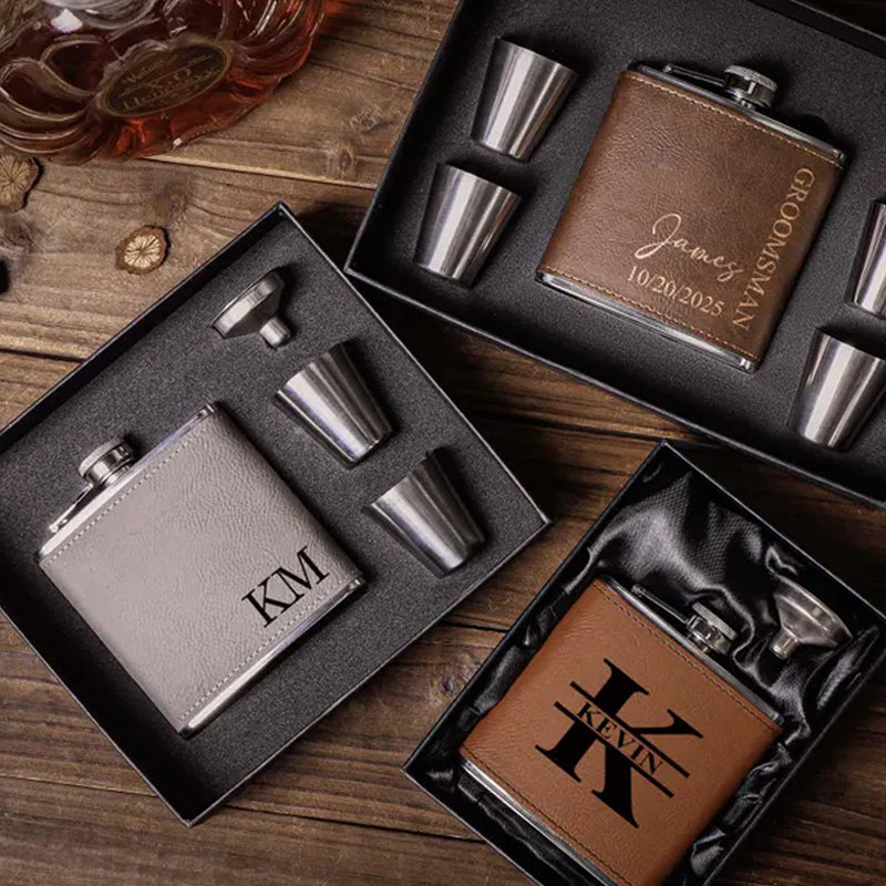 Custom Men's Leather Hip Flask