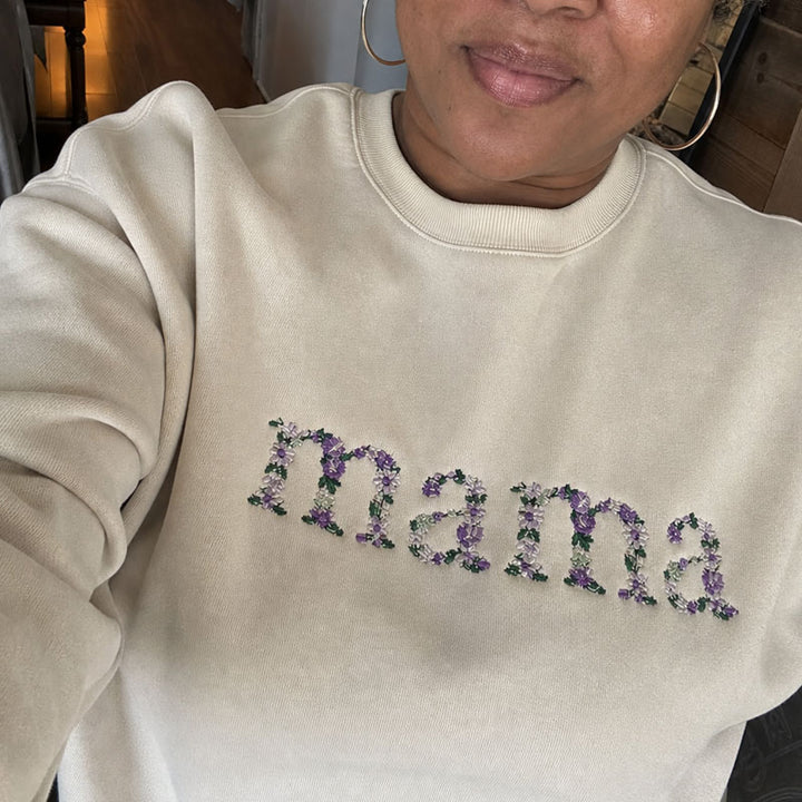 🌸 Everbloom - Embroidered Floral Mama Sweatshirt for Mom & Grandma