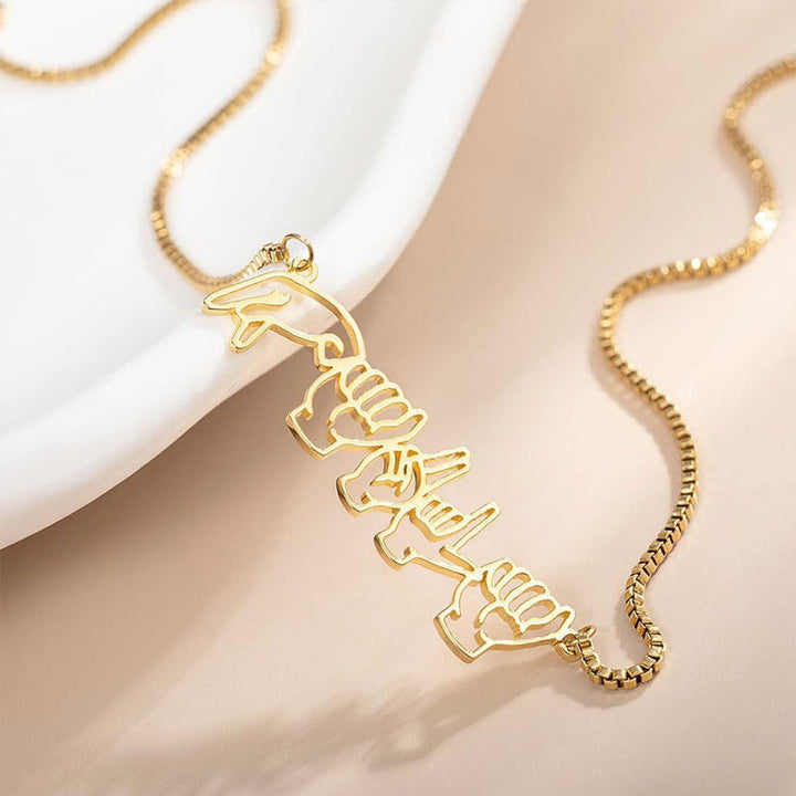 Personalized Sign Language Necklace with Fingerspelling Name Charm