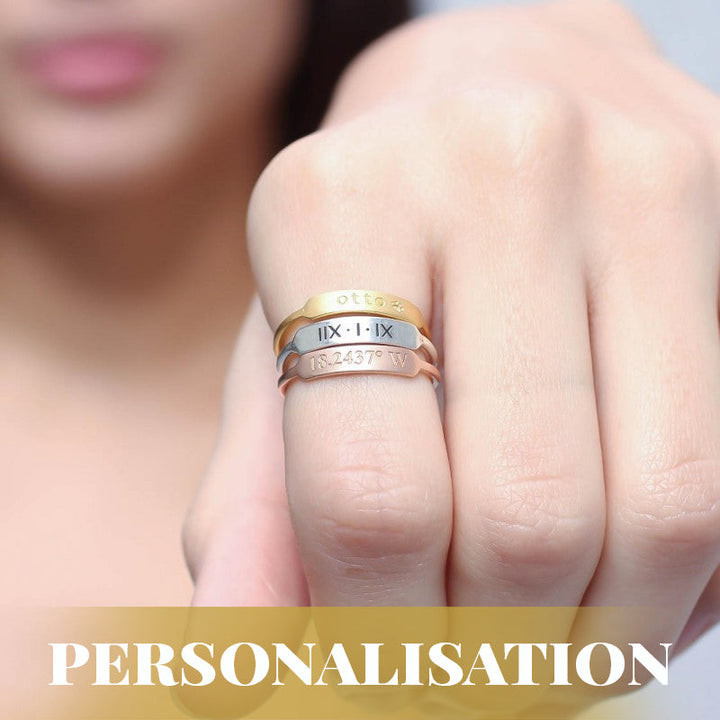 Personalized Birthstone Name Memorial Ring