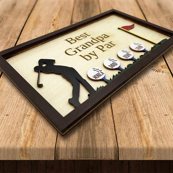 Personalized Best Grandpa by Par Wooden Golf Sign