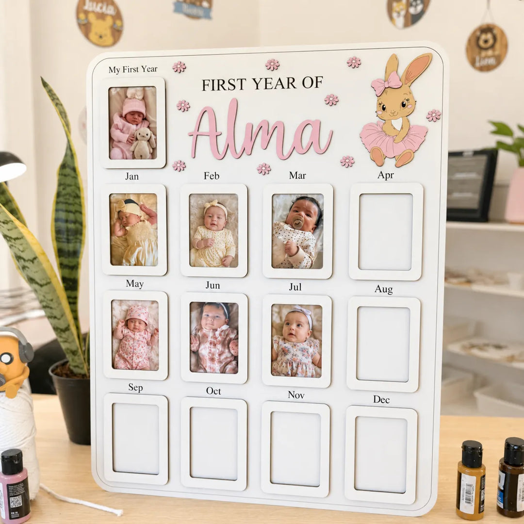 Ballerina Bunny – Personalized Baby’s First Year Photo Frame