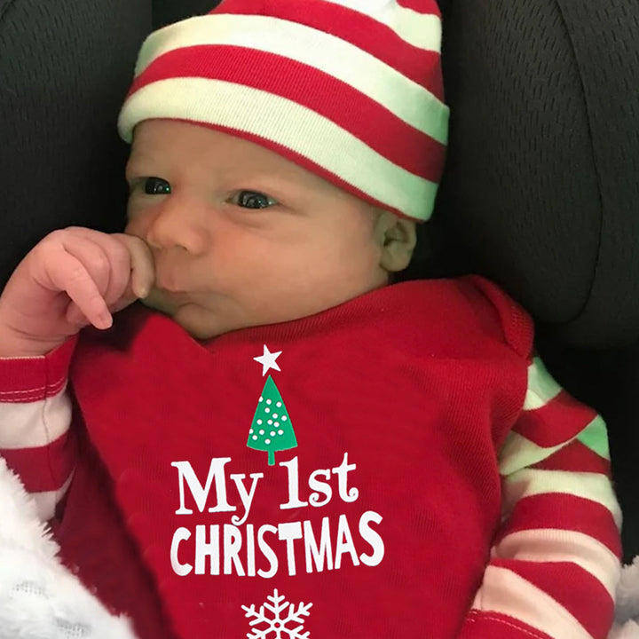 2024 Personalized Baby's 1st Christmas Ropmer and Hat Set