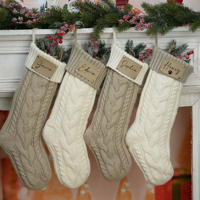 Personalized Hand Embroidered Christmas Stocking Decorations, Sock Gift Bags