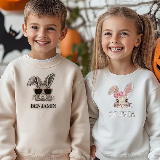 Custom Embroidered Easter Family Bunny Sweatshirt