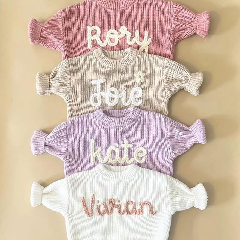 Personalized Hand Embroidered Baby Sweater