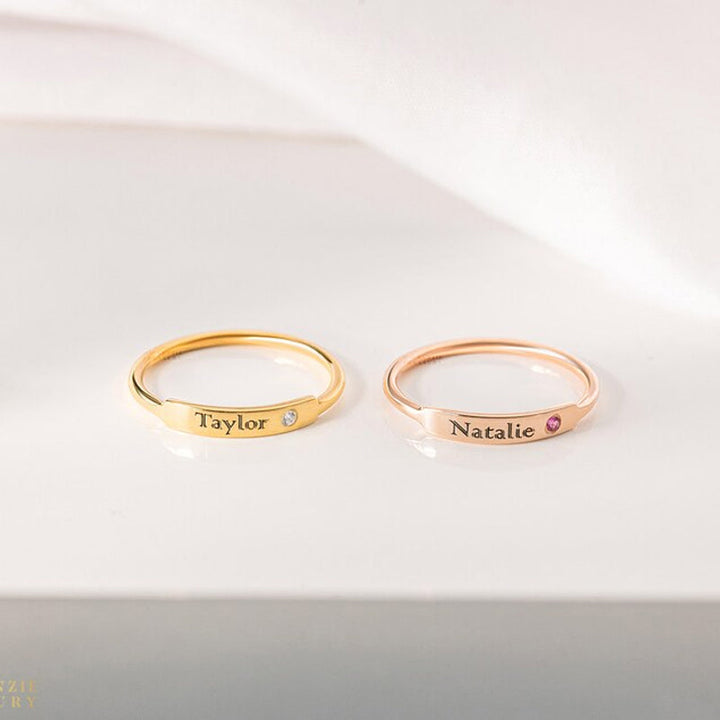 Personalized Birthstone Name Memorial Ring