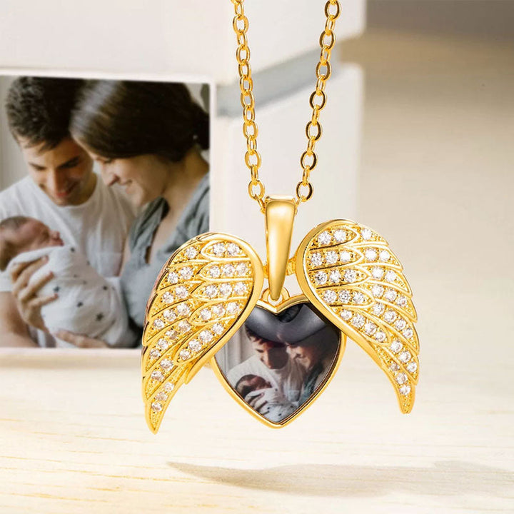 Personalized Heart Shaped Angel Wings Photo