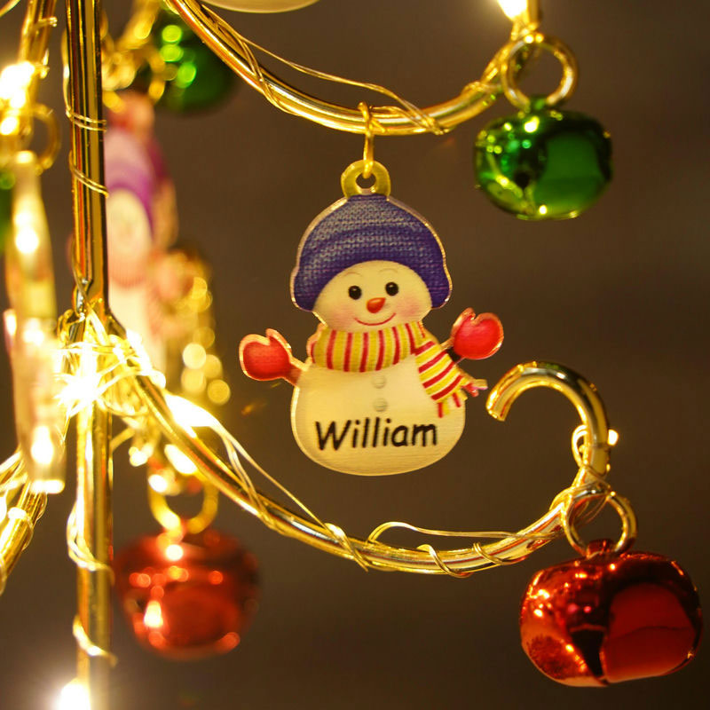 Personalized Christmas Snowman Family Tree Lights