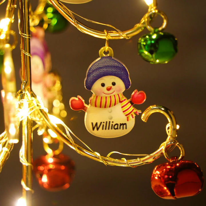 Personalized Christmas Snowman Family Tree Lights