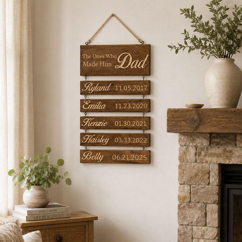 Personalized Grandpa Family Birthday Sign – Custom Father’s Day Gift with Grandkids Names & Birthdays