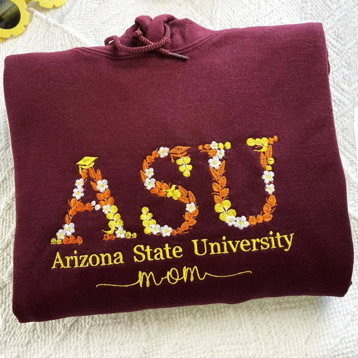 Custom College Floral Embroidered Sweatshirt