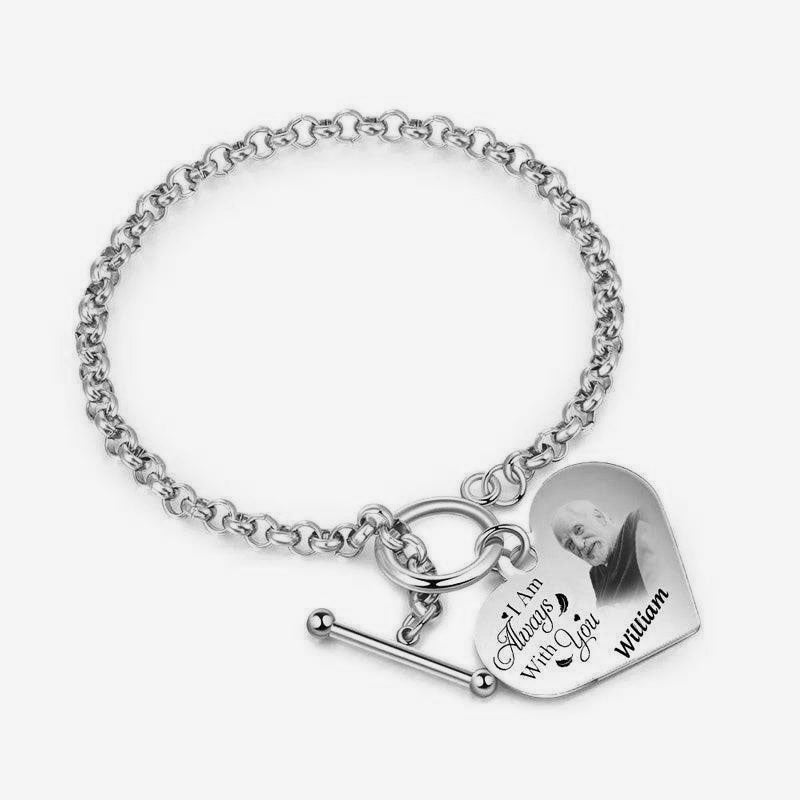 Custom Photo Forever In My Heart - Memorial Gift For Dog Lovers, Cat Lovers - Personalized Heart Bracelet