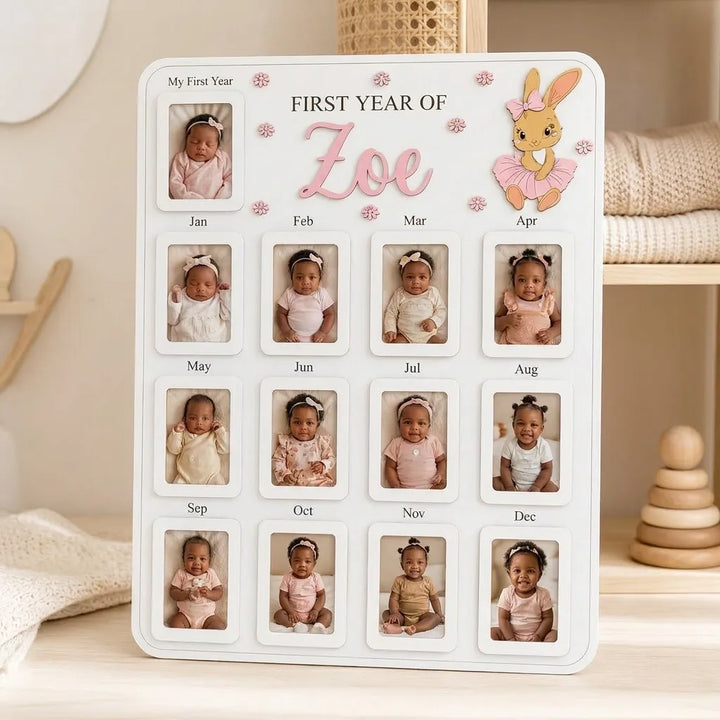 Ballerina Bunny – Personalized Baby’s First Year Photo Frame
