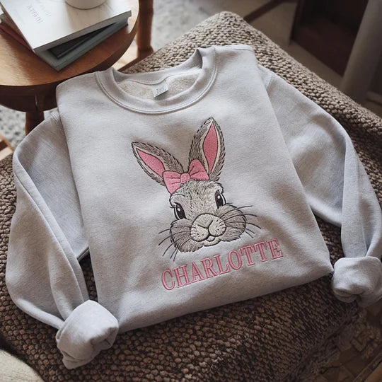 Custom Embroidered Easter Family Bunny Sweatshirt