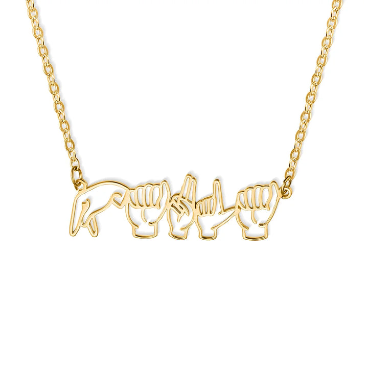 Personalized Sign Language Necklace with Fingerspelling Name Charm