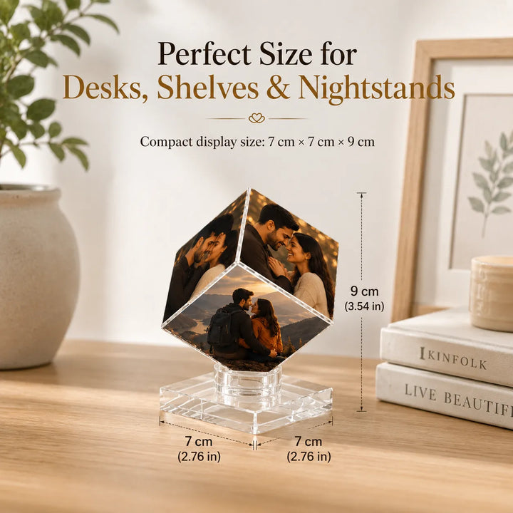 Custom 3-Photo Crystal Diamond Keepsake – Personalized Romantic Photo Display Gift for Couples