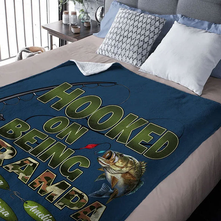 Custom Hooked On Being Papa Fishing Soft Throw Blanket