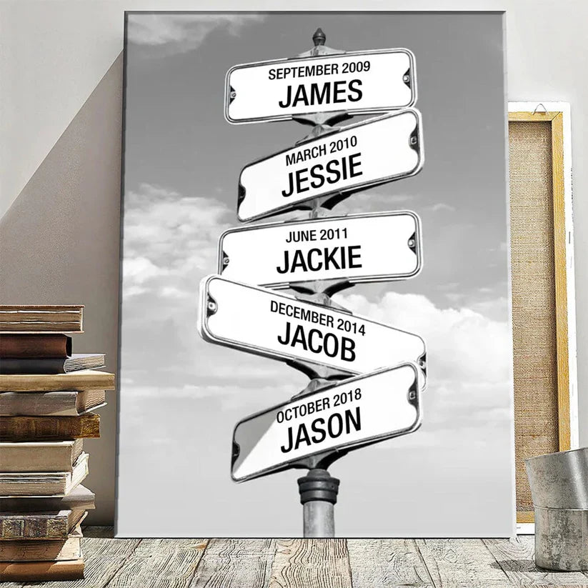 Crossroad of Love | Custom Child Names Premium Canvas