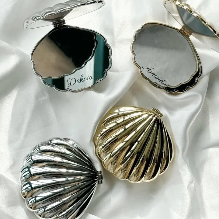 Personalized Seashell Compact Mirror – Custom Name Pocket Mirror