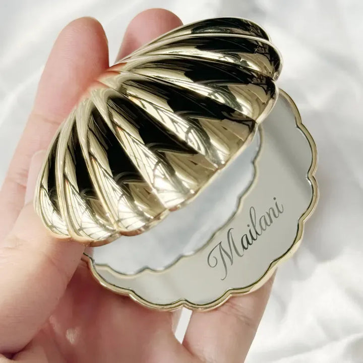 Personalized Seashell Compact Mirror – Custom Name Pocket Mirror