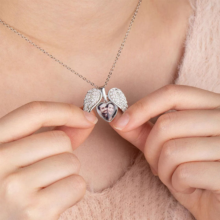 Personalized Heart Shaped Angel Wings Photo