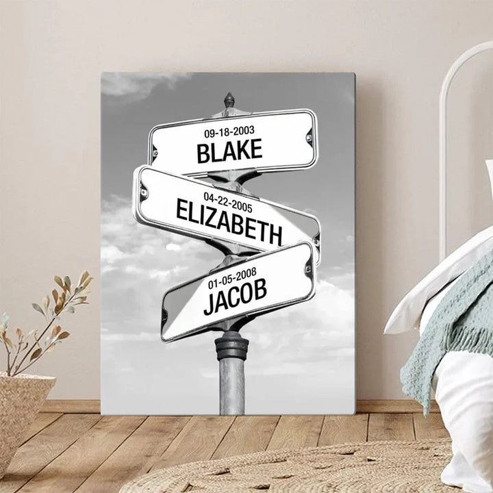 Crossroad of Love | Custom Child Names Premium Canvas