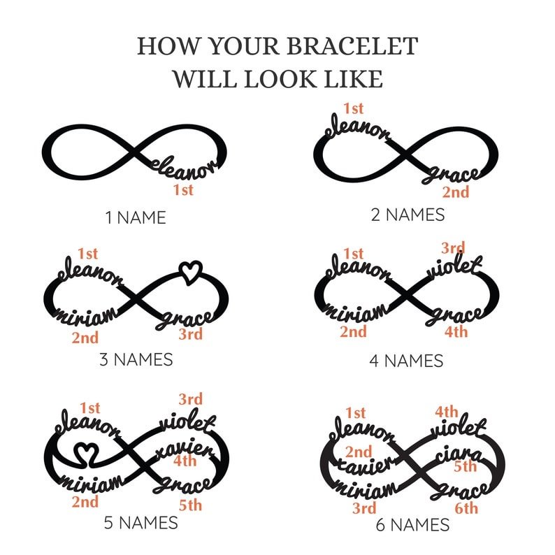 Infinity Name Bracelet Personalized Gift For Women