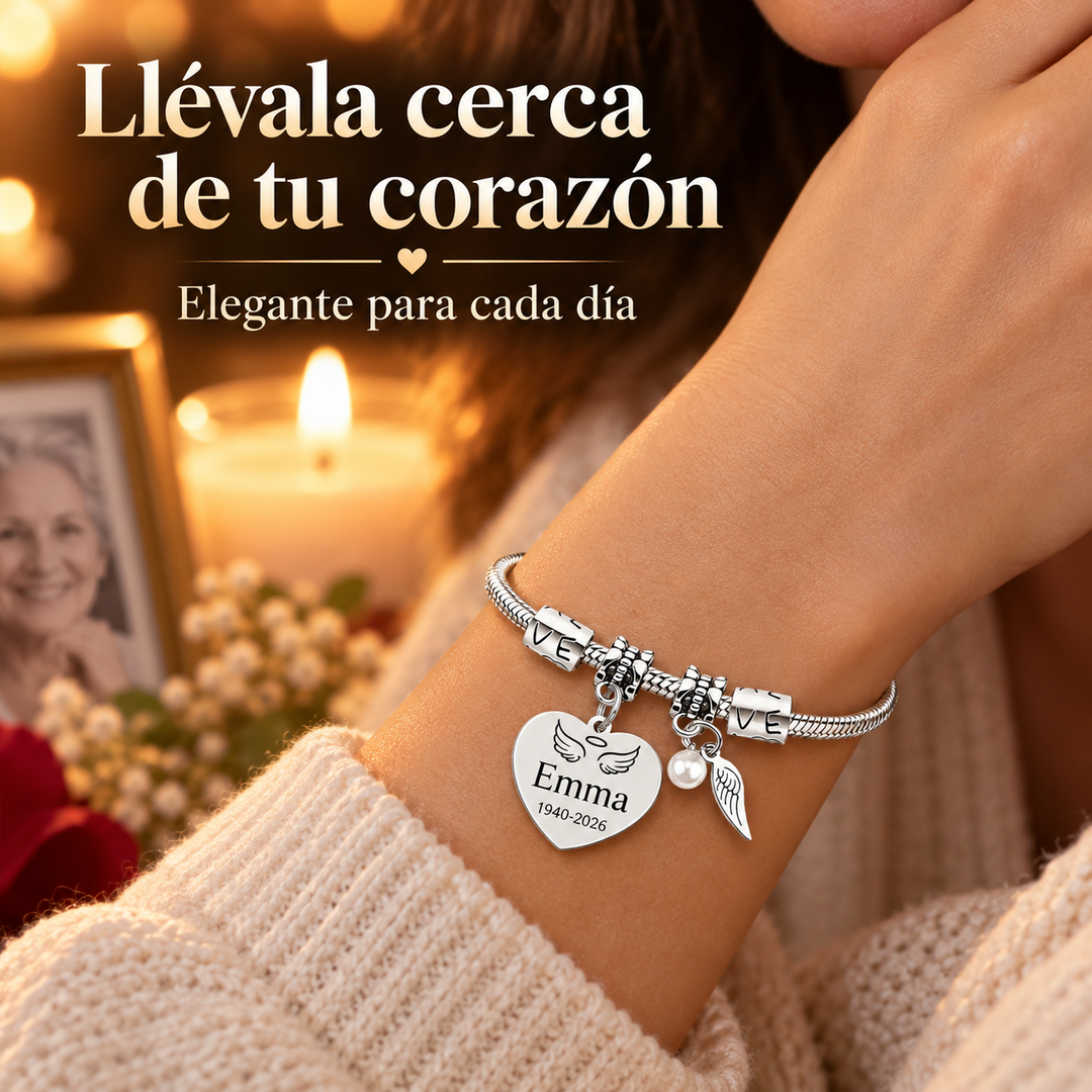 Always in My Heart, Personalized Pearl Wings Memorial Bracelet