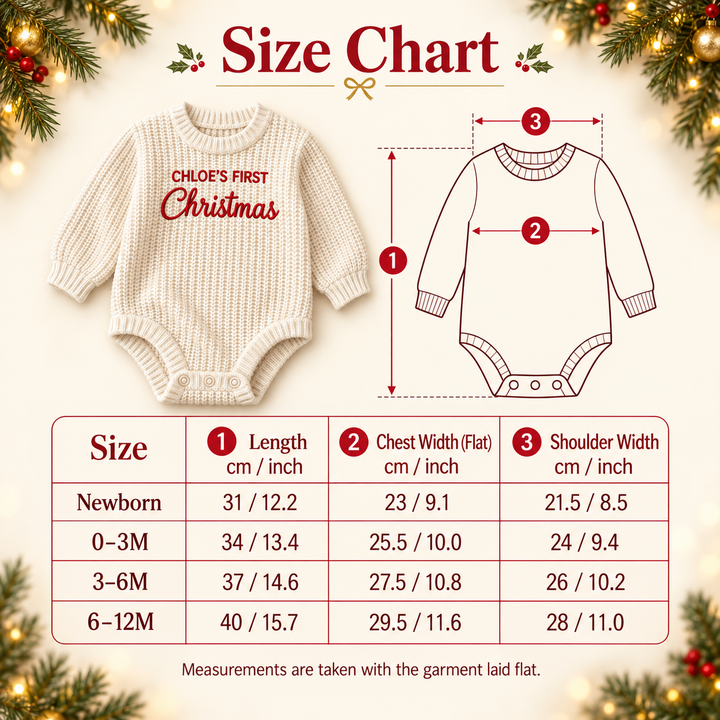 Personalized Baby’s First Christmas Organic Cotton Knit Romper Set