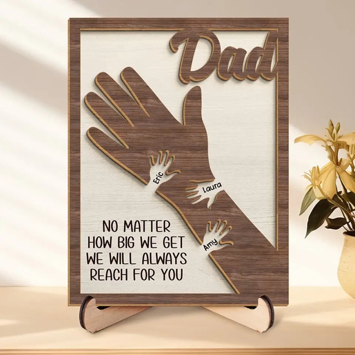 Custom Family Personalized Double Layer Wooden Sign with Stand - Father's Day Gift for Dad and Grandpa