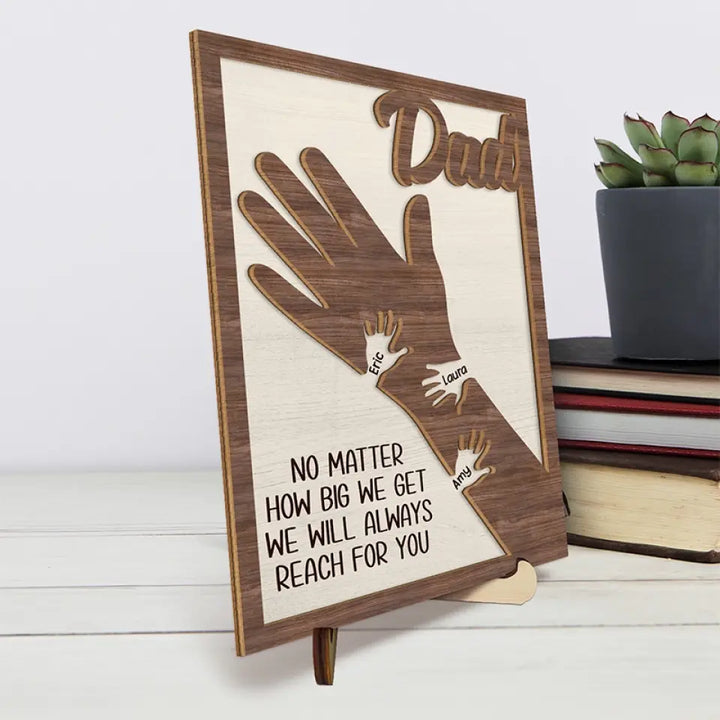 Custom Family Personalized Double Layer Wooden Sign with Stand - Father's Day Gift for Dad and Grandpa