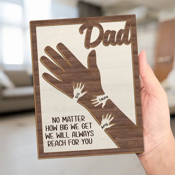 Custom Family Personalized Double Layer Wooden Sign with Stand - Father's Day Gift for Dad and Grandpa
