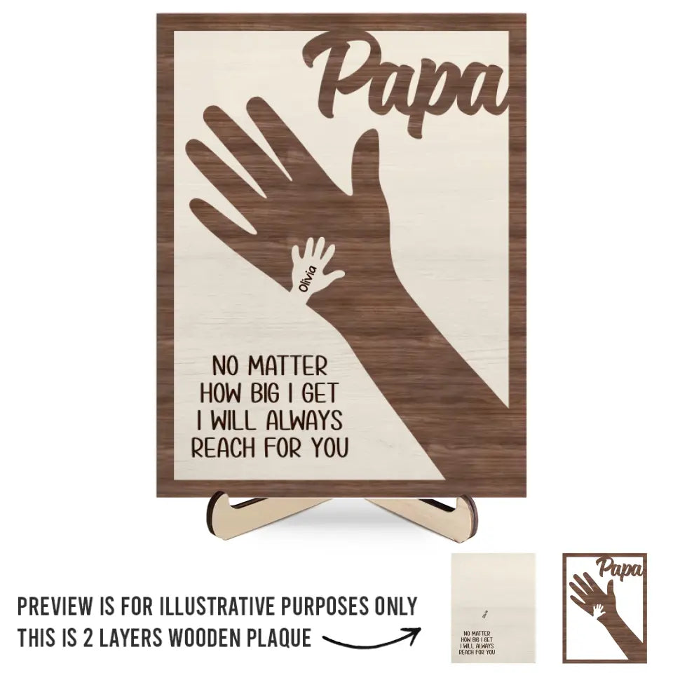 Custom Family Personalized Double Layer Wooden Sign with Stand - Father's Day Gift for Dad and Grandpa