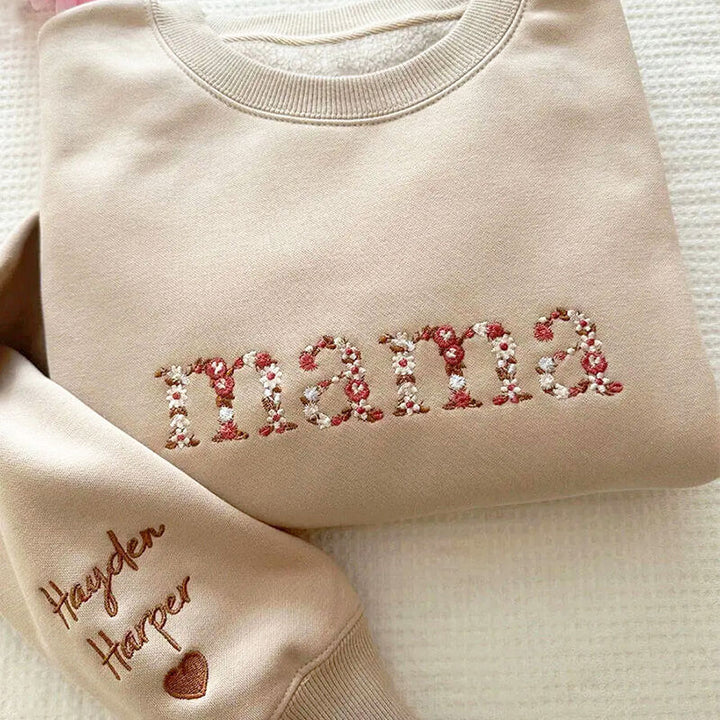 🌸 Everbloom - Embroidered Floral Mama Sweatshirt for Mom & Grandma