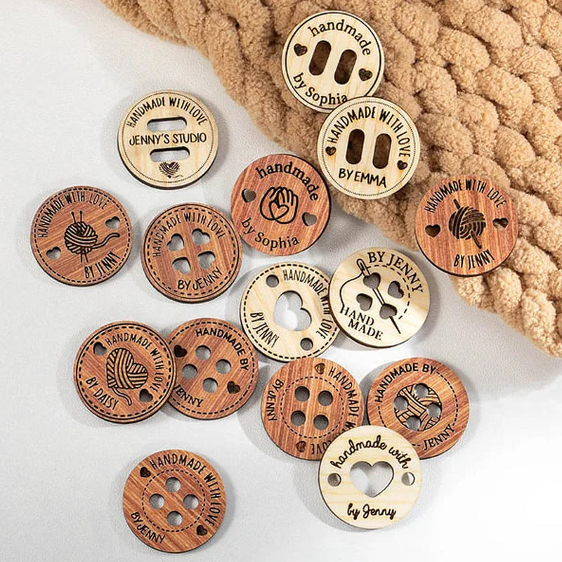 Personalized Handmade with Love Wooden Buttons