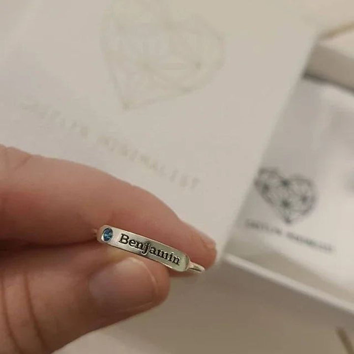 Personalized Birthstone Name Memorial Ring