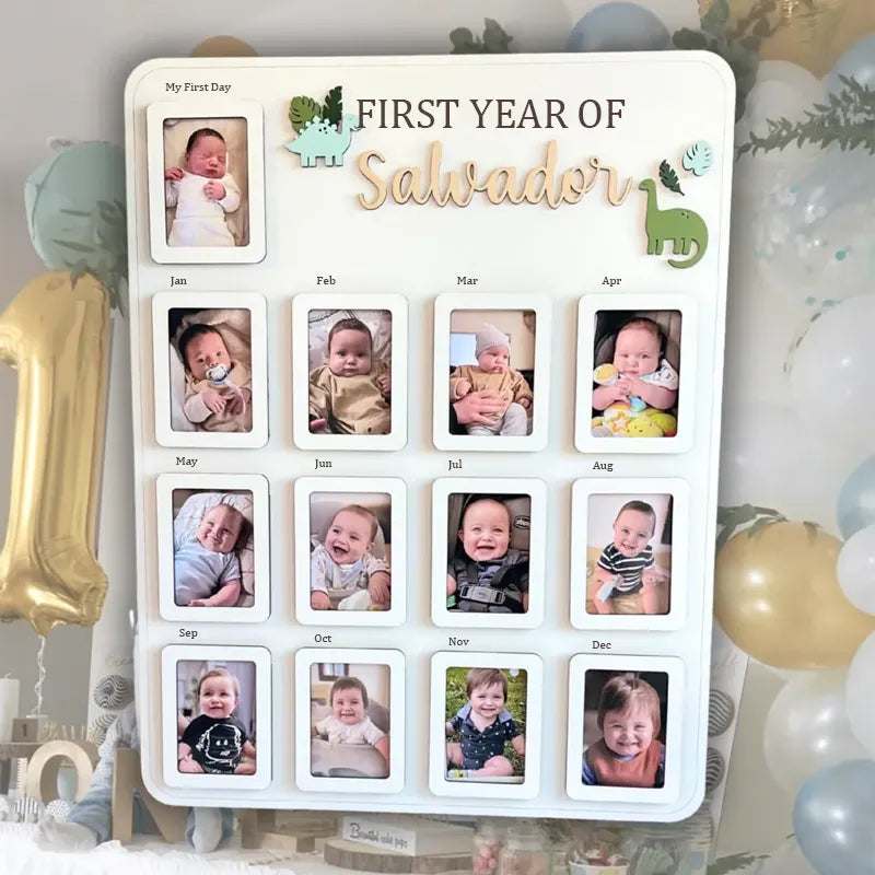 Little Dinosaur – Personalized Baby’s First Year Photo Frame