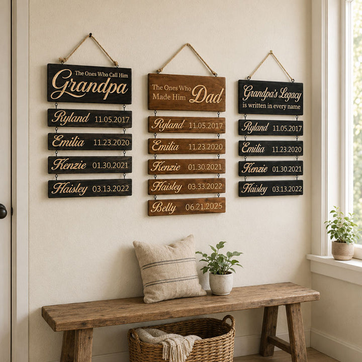Personalized Grandpa Family Birthday Sign – Custom Father’s Day Gift with Grandkids Names & Birthdays