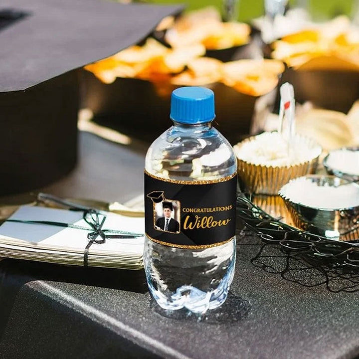 Personalised Graduation Glitter Water Bottle Label Sticker