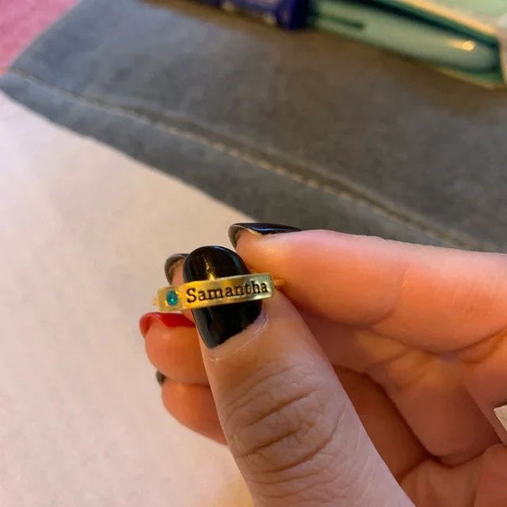 Personalized Birthstone Name Memorial Ring