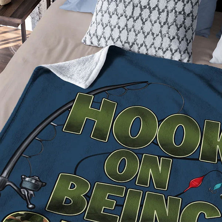 Custom Hooked On Being Papa Fishing Soft Throw Blanket