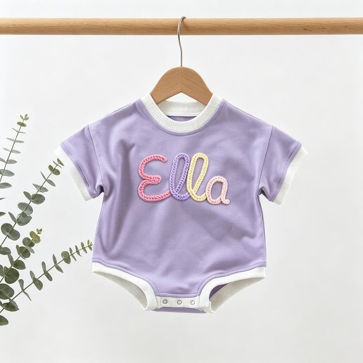 Personalized Hand-Embroidered Baby Romper – Baby-Safe Cotton Outfit